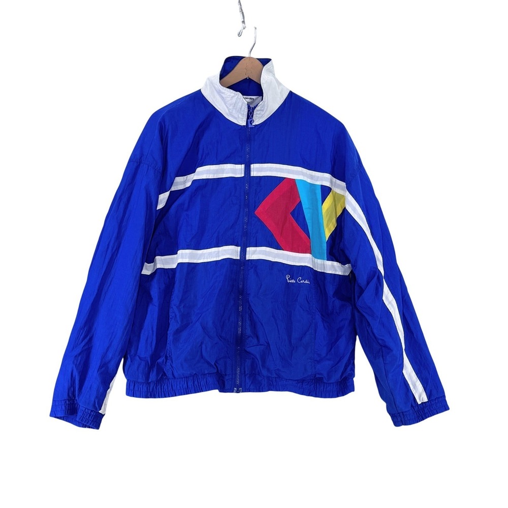 Pierre Cardin Vintage 90s Windbreaker Jacket Mens Large Blue‎ Colorblock Boxy